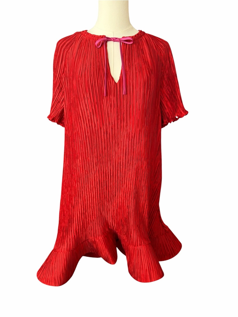 S SIMKHAI Plissé Ruffled Mini Dress
